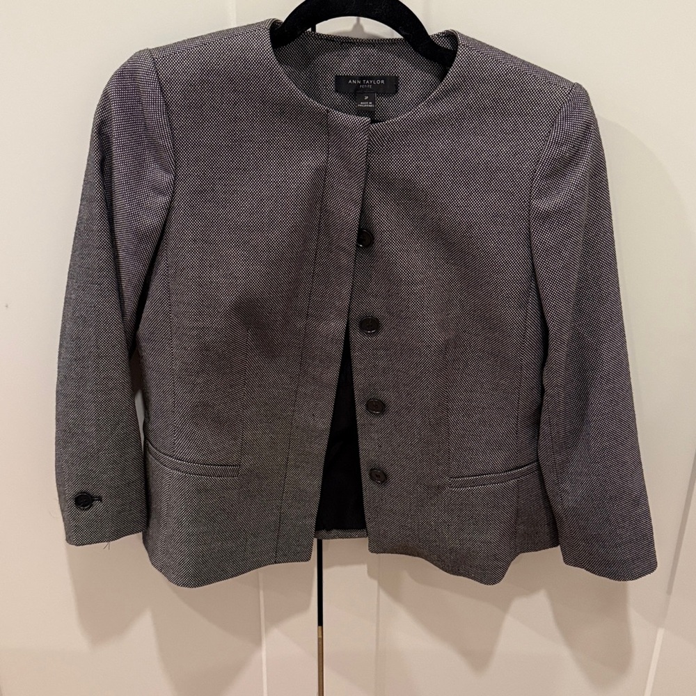 Ann Taylor Petite Charcoal Button-Up Jacket